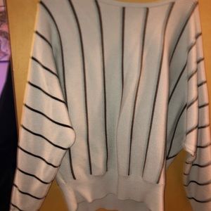Express sweater grey with blue stripes. Large